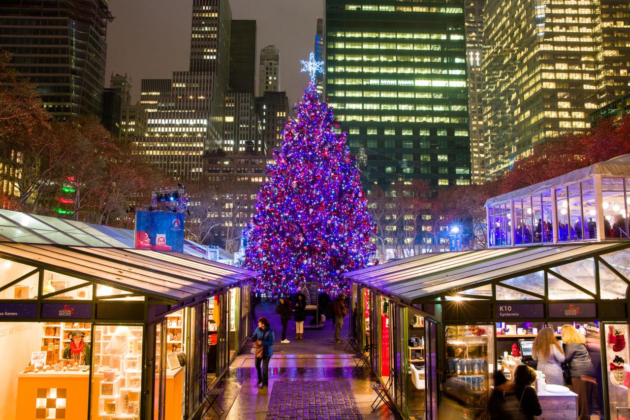 Bryant christmas park winter village nyc tree york rockefeller lighting city market holiday ny trees dates here wallpapers guide ceremonies